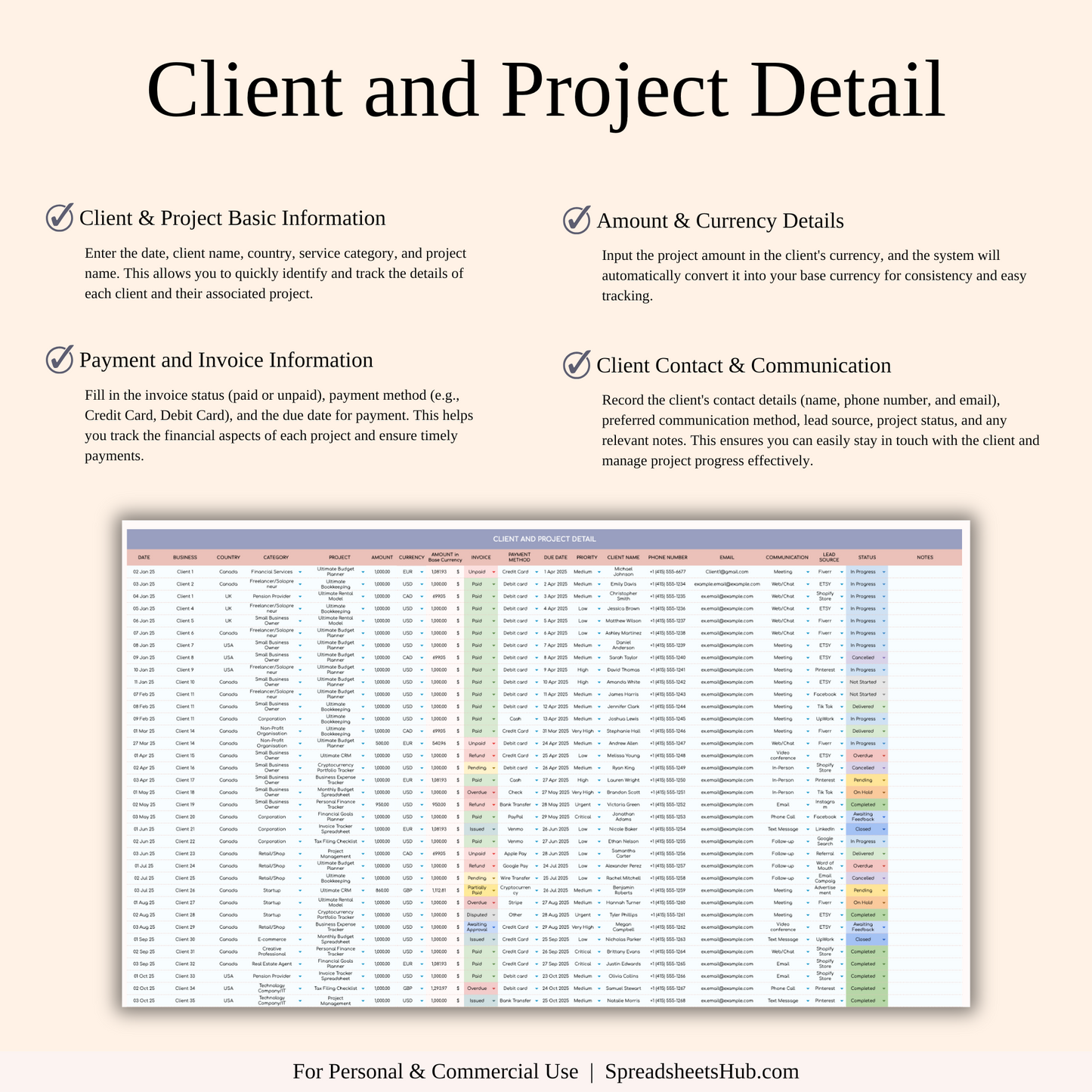 PLR - Client Tracker Spreadsheet Template Keyzai