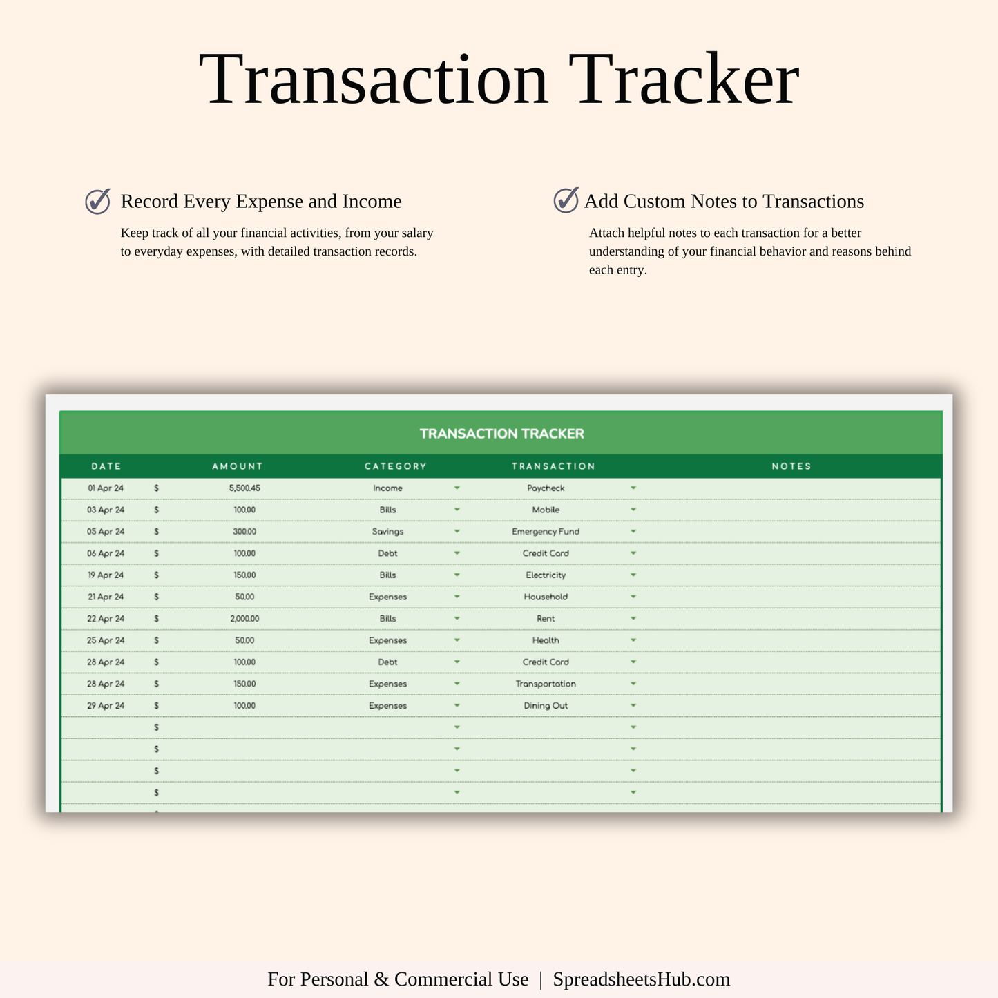 PLR - Simple Budget Planner (Green Theme) Keyzai