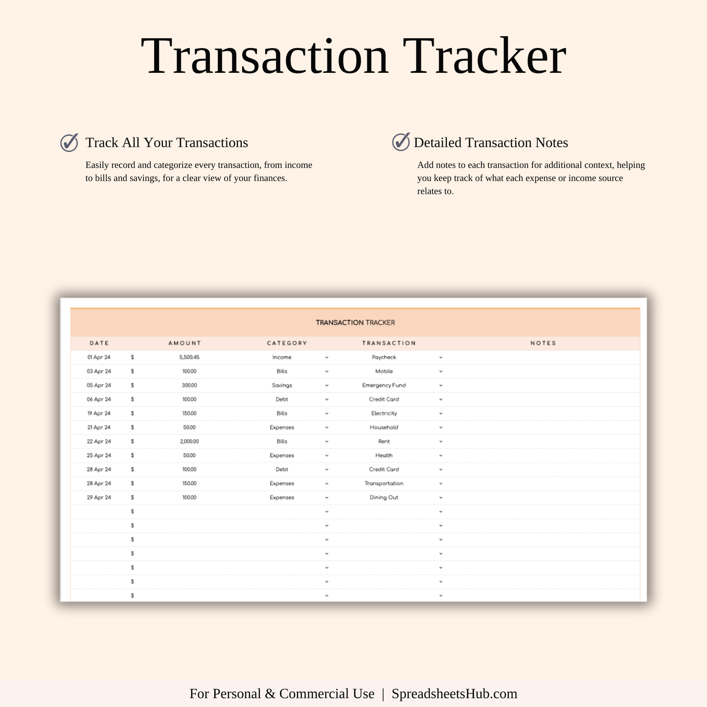 PLR - Ultimate Personal Finance Tracker Template (Rainbow Theme) Keyzai