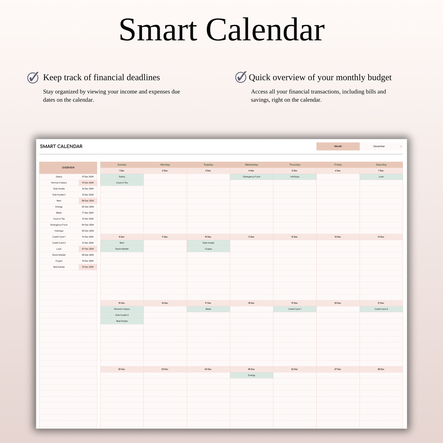 Bill Tracker Calendar Template Excel & Google Sheets (Elegant Theme) Keyzai