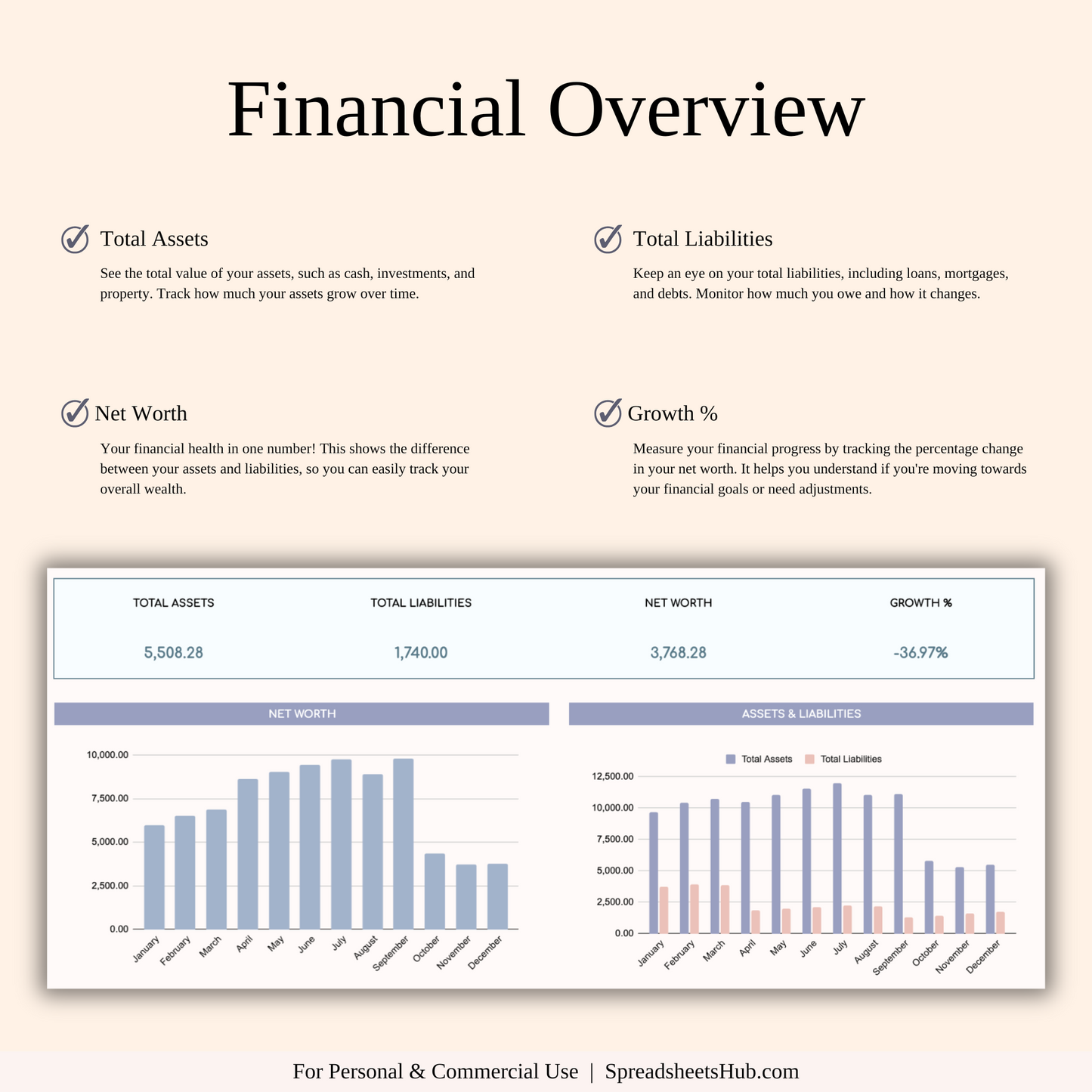 PLR - Net Worth Tracker Spreadsheet Keyzai