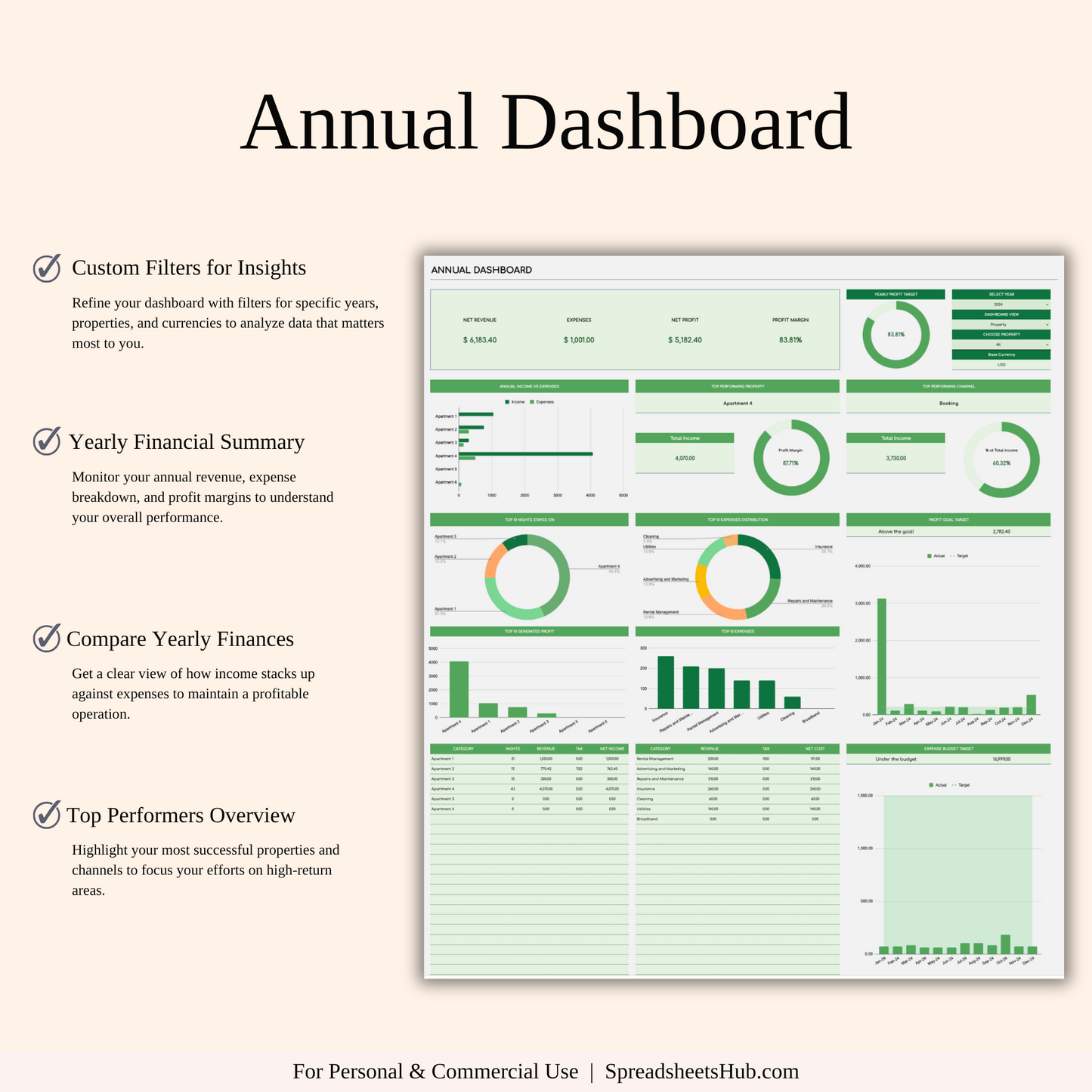 PLR - Rental Property Bookkeeping Tracker (Green Theme) Keyzai
