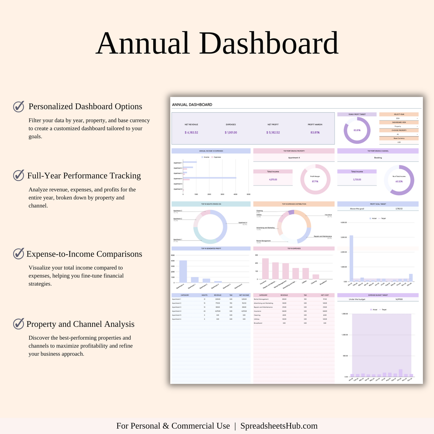 PLR - Rental Property Management Spreadsheet (Rainbow Theme) Keyzai