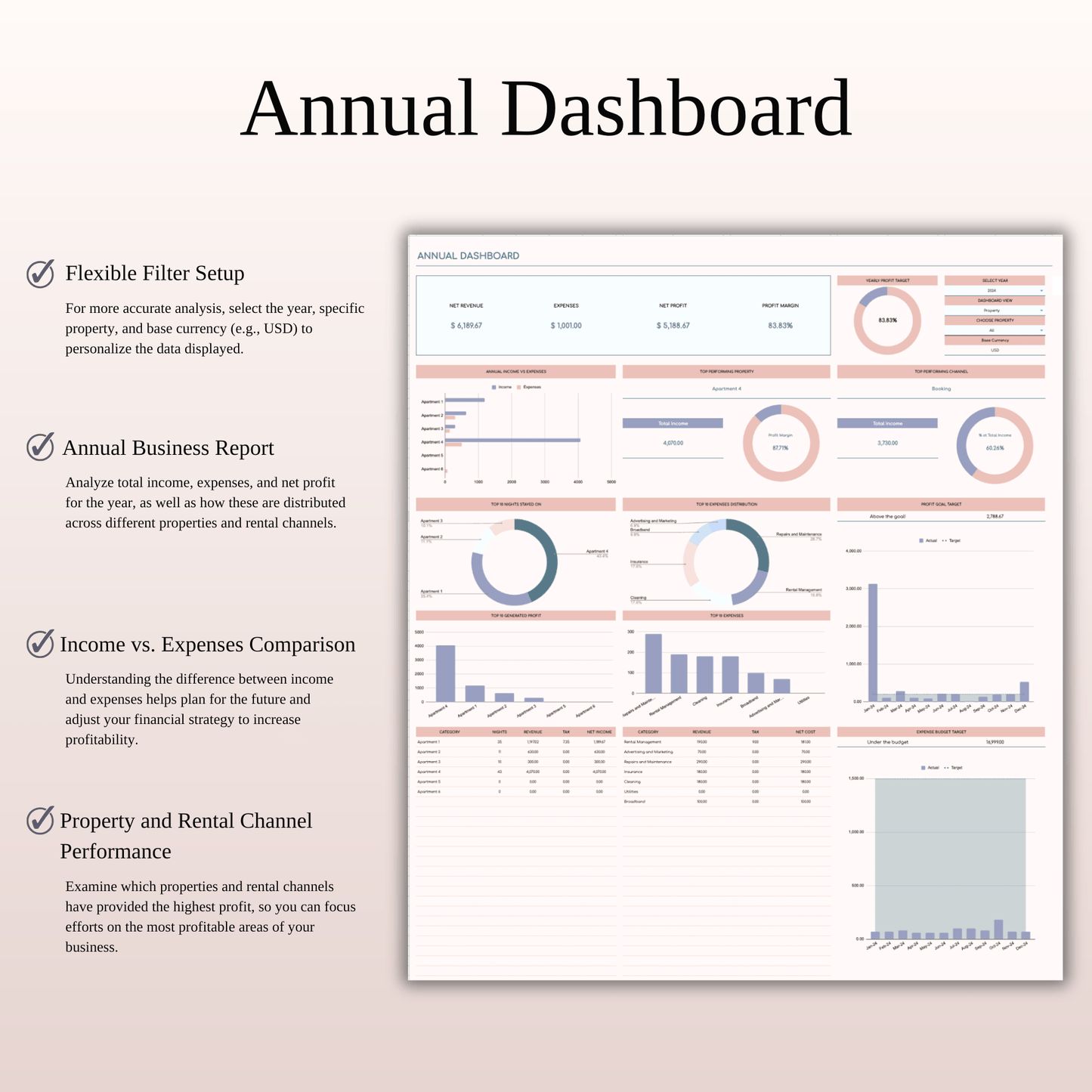 Airbnb Income and Expense Spreadsheet for Hosts & Property Managers in Excel & Google Sheets