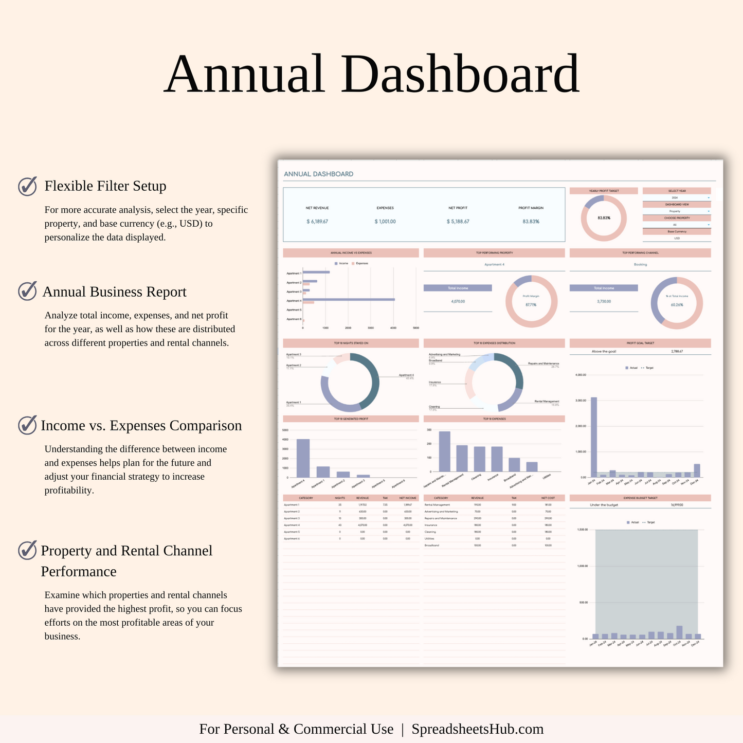 PLR - Airbnb Income and Expense Spreadsheet Keyzai