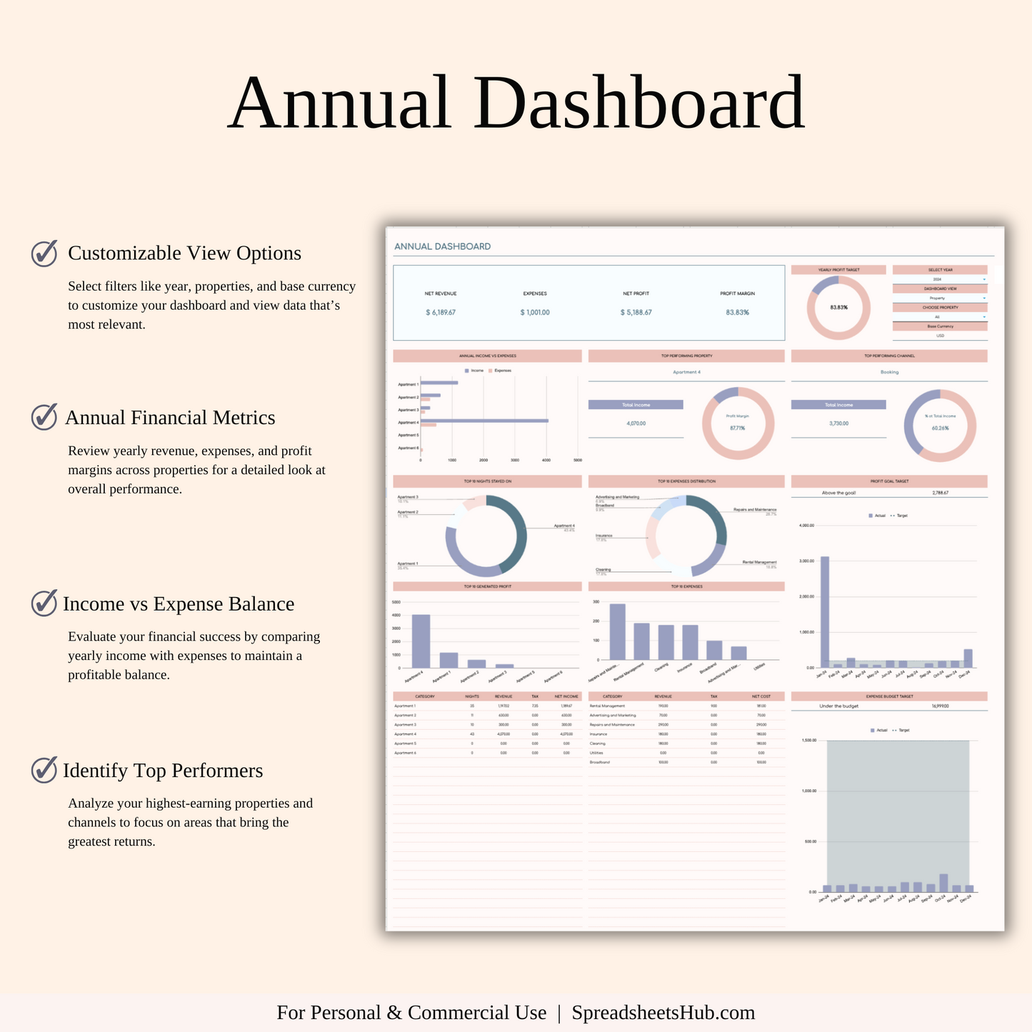 PLR - Rental Property Income & Expense Spreadsheet Keyzai