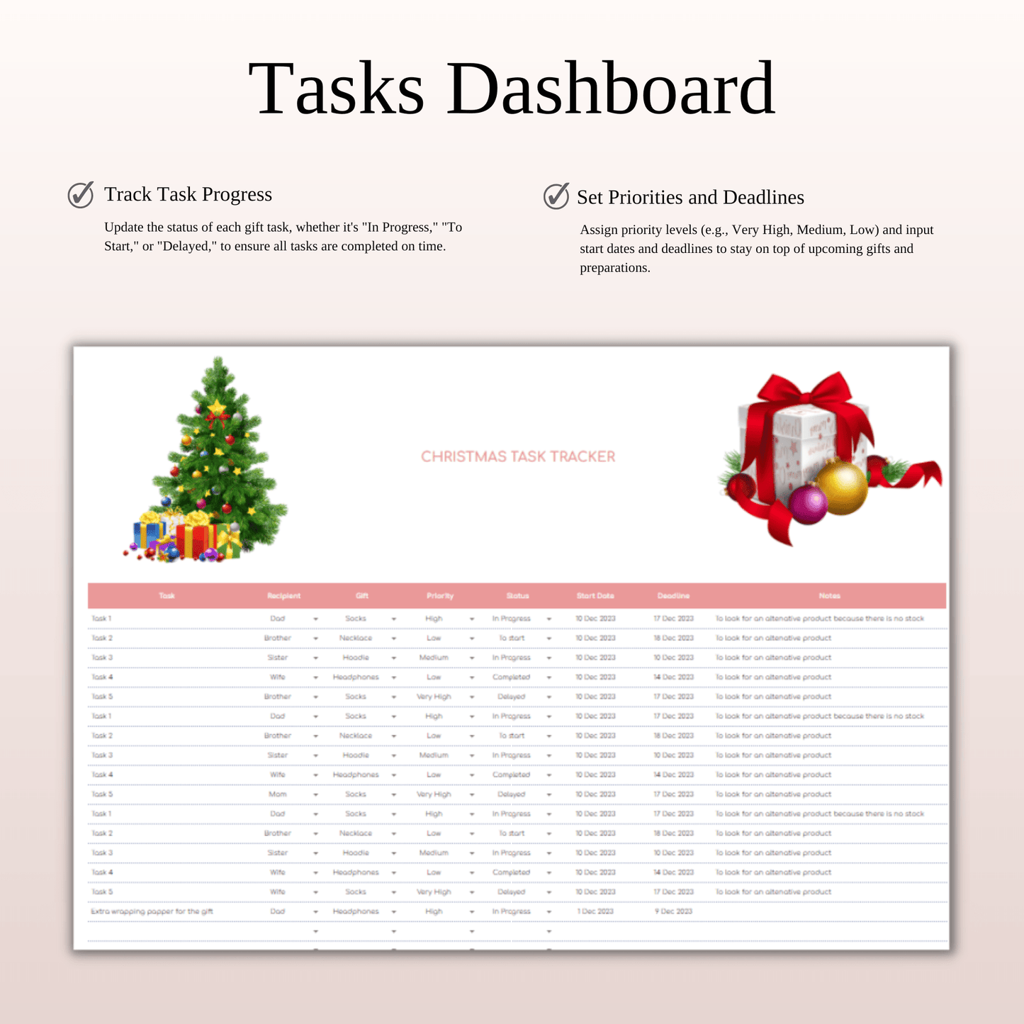 Christmas Planner Spreadsheet for Google Sheets & Excel Keyzai