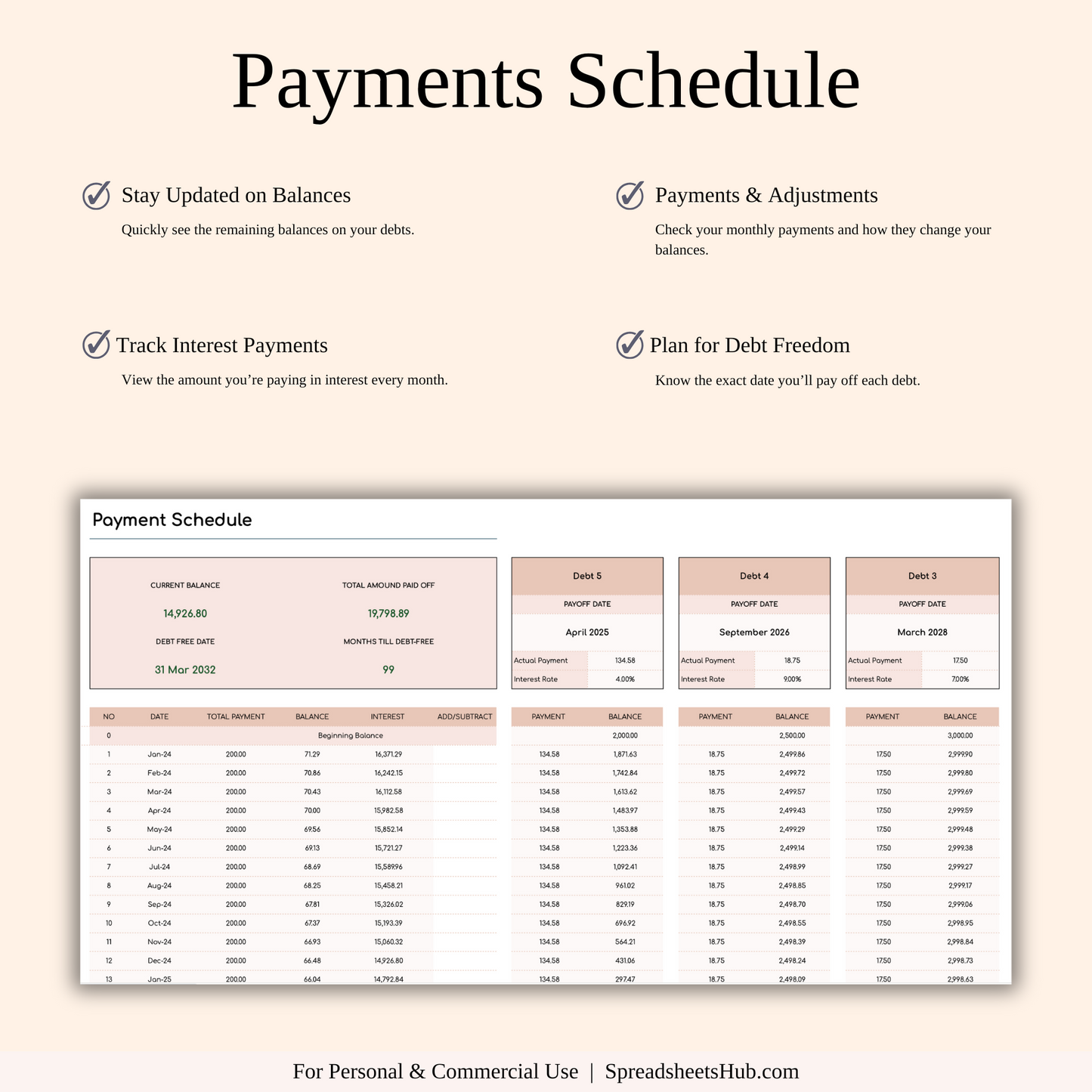 PLR - Debt Snowball Method Payoff Template (Elegant Mode) Keyzai