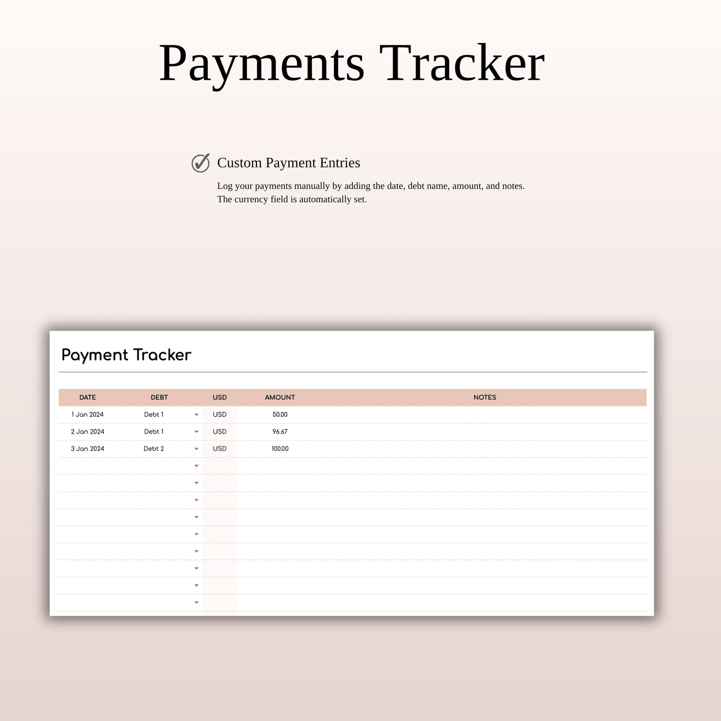 Debt Snowball Method Payoff Template for Excel & Google Sheets (Elegant Mode) Keyzai