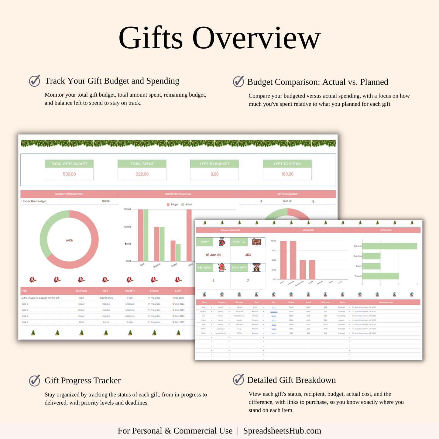 PLR - Christmas Planner Spreadsheet Template Keyzai