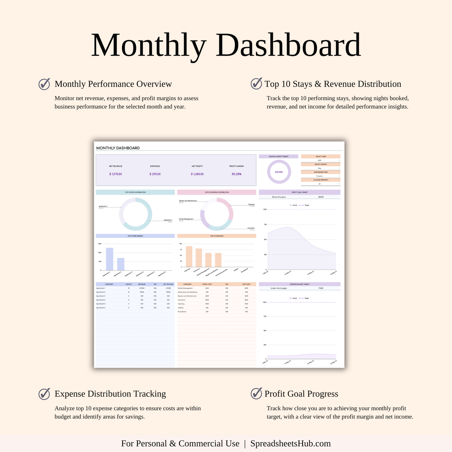 PLR - Airbnb Property Management Tracker (Rainbow Theme) Keyzai
