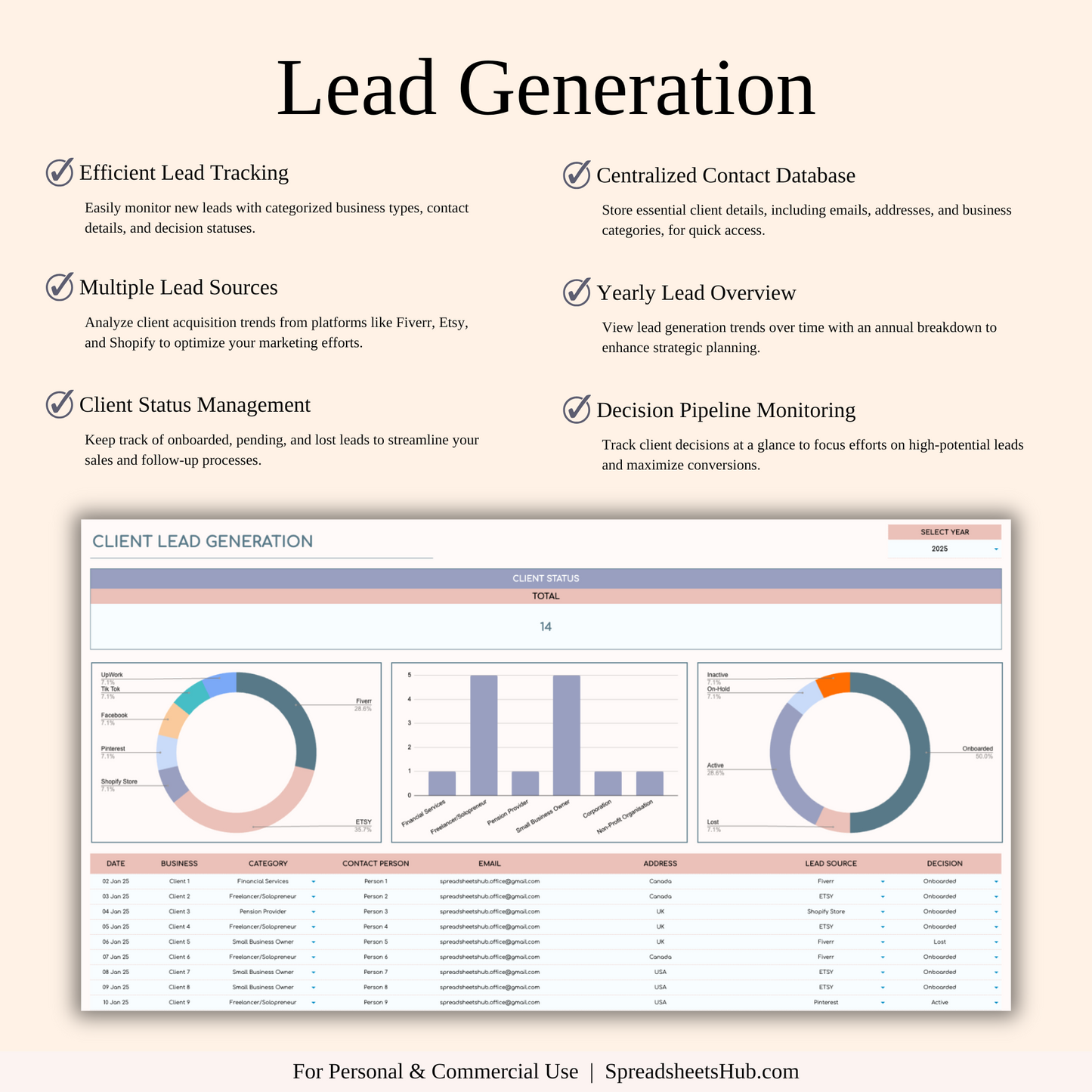 PLR - CRM Template for Excel and Google Sheets Keyzai