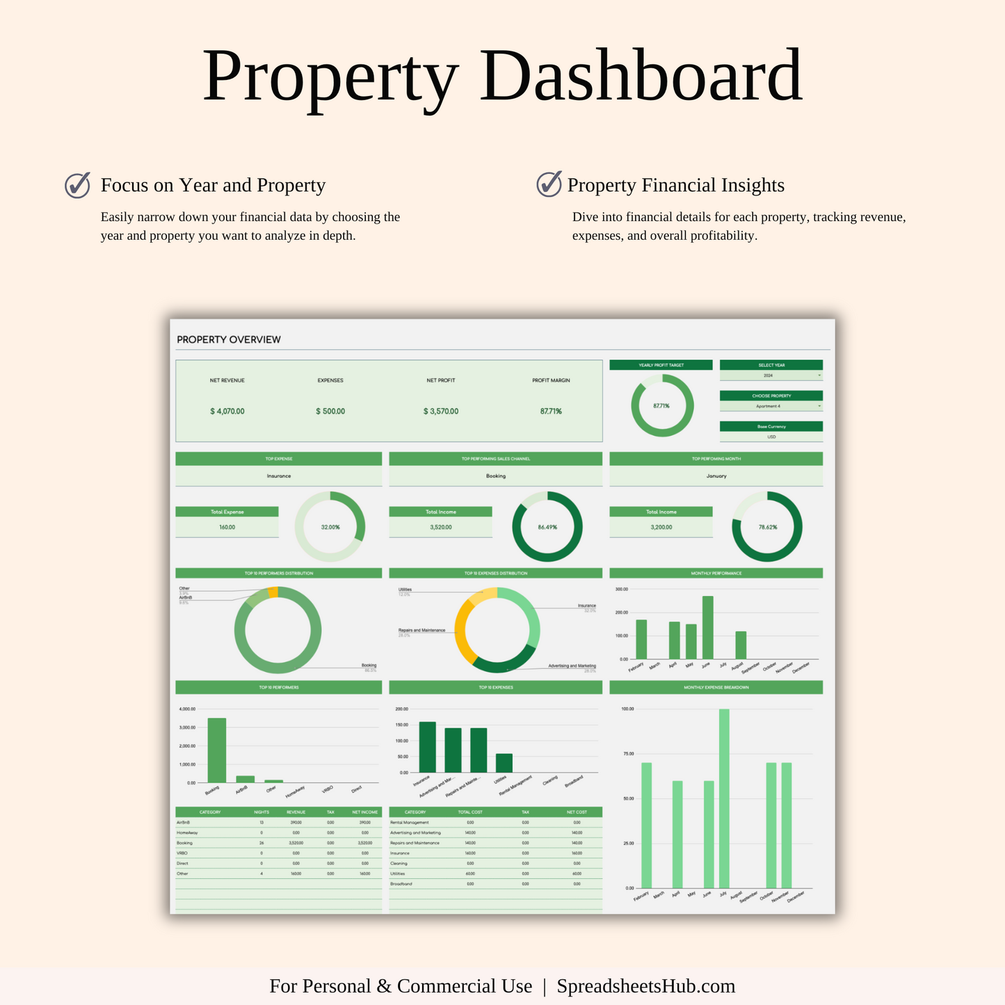 PLR - Rental Property Bookkeeping Tracker (Green Theme) Keyzai