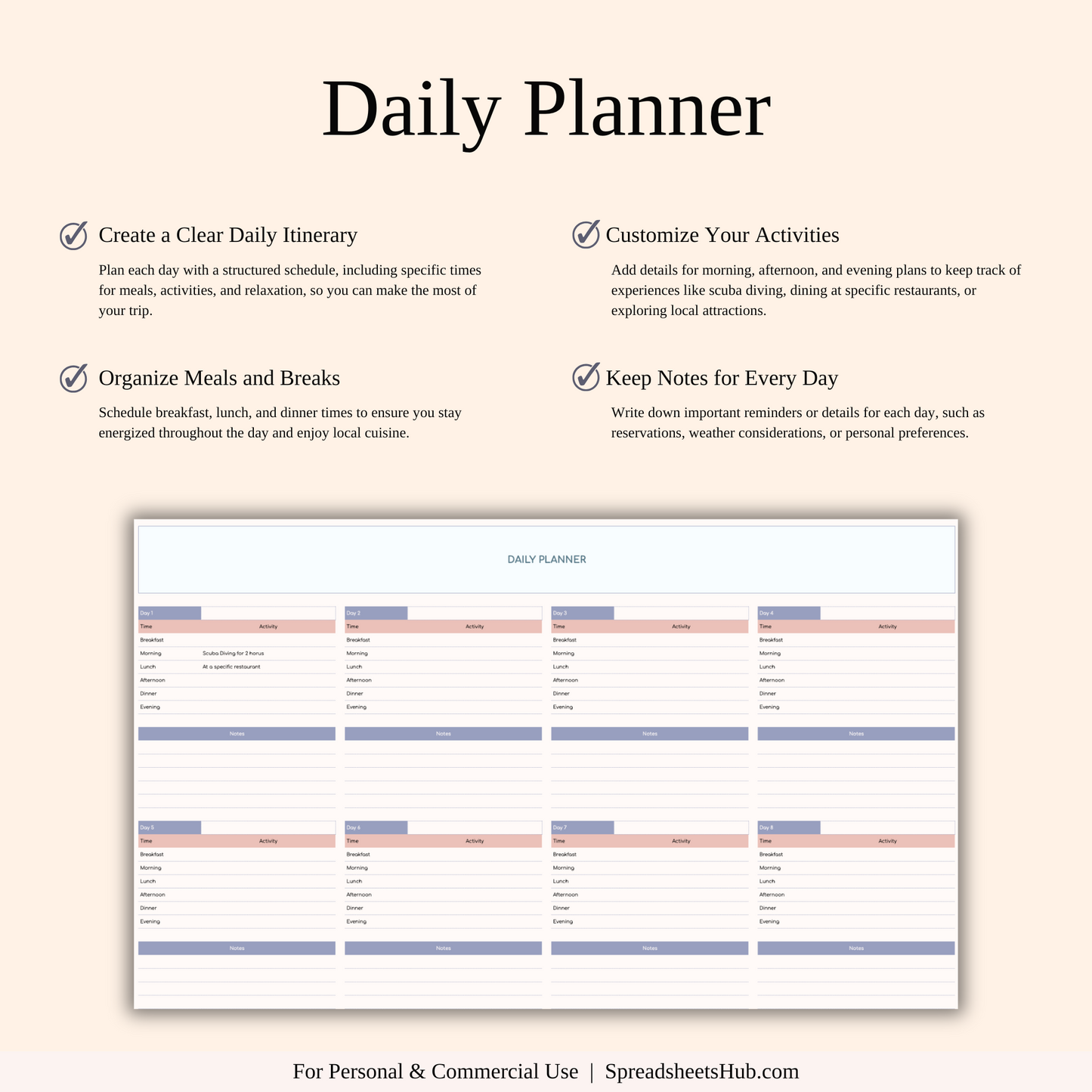 PLR - Ultimate Travel Planner Spreadsheet Template Keyzai