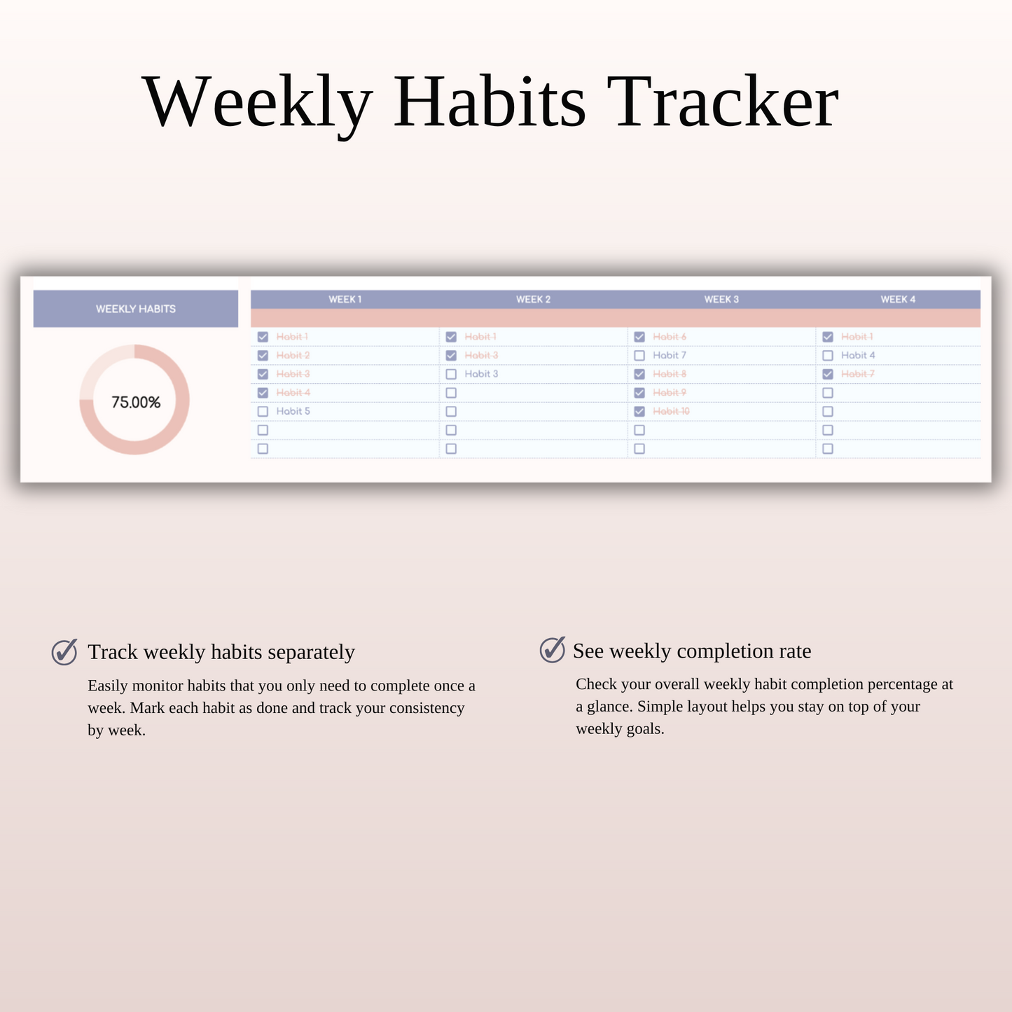 Habit Tracker Spreadsheet for Google Sheets & Excel Keyzai