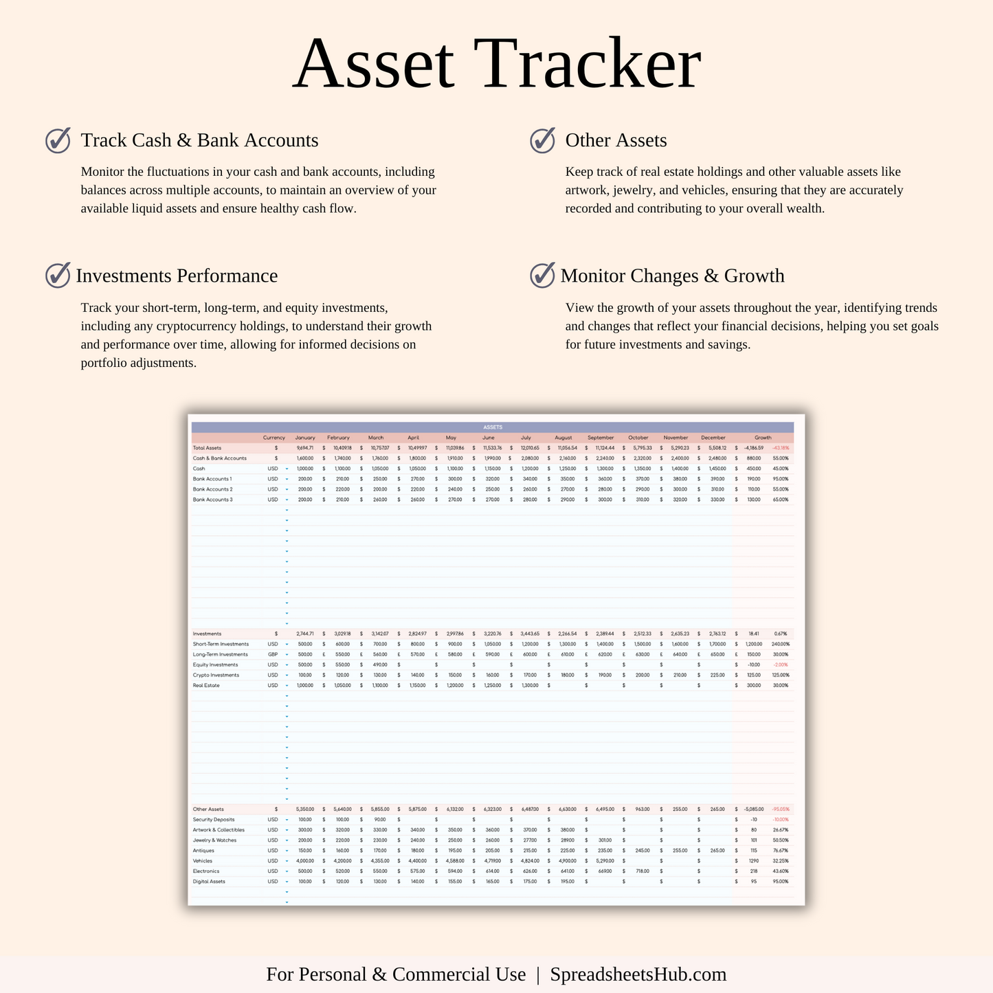 PLR - Net Worth Tracker Spreadsheet Keyzai
