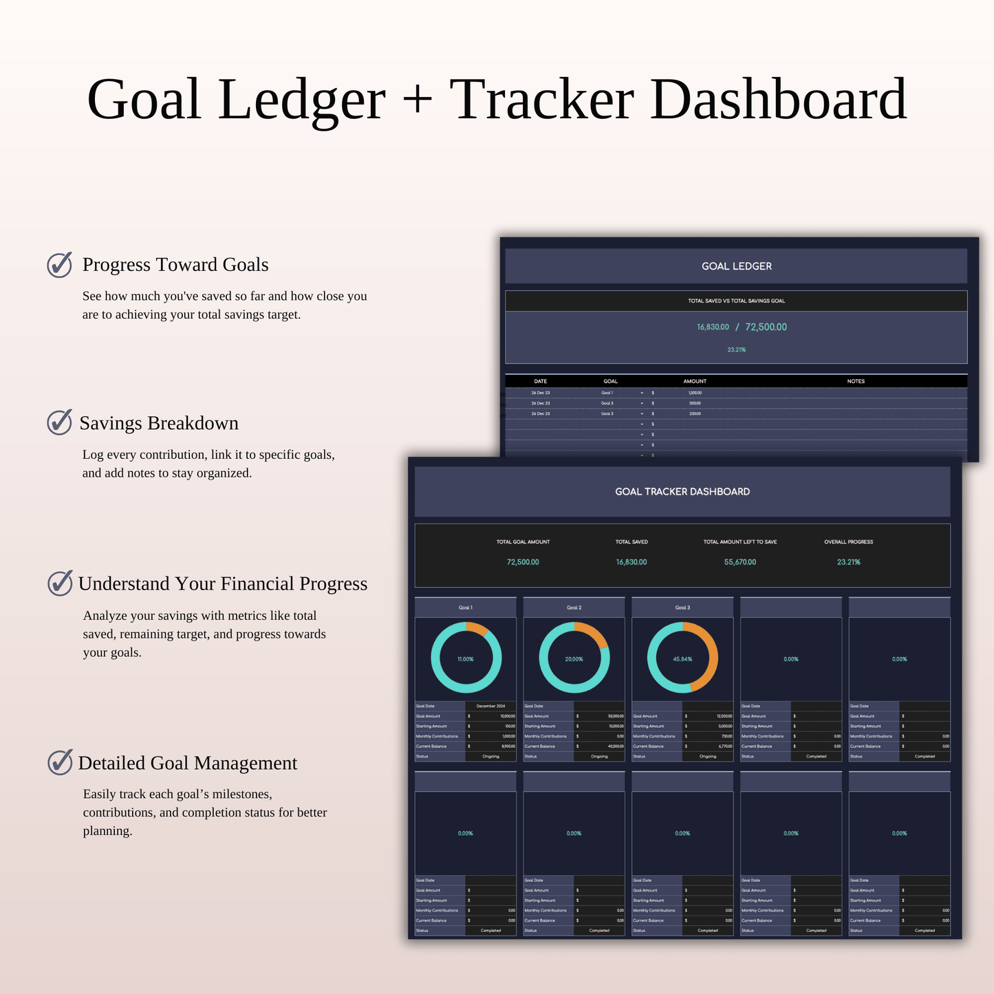 Budget Planner | Monthly Finance Tracker, Excel & Google Sheets (Dark Theme) Keyzai