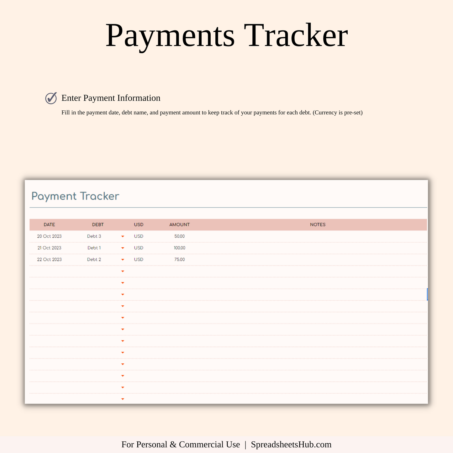 PLR - Debt Payoff Tracker Dashboard Template Keyzai