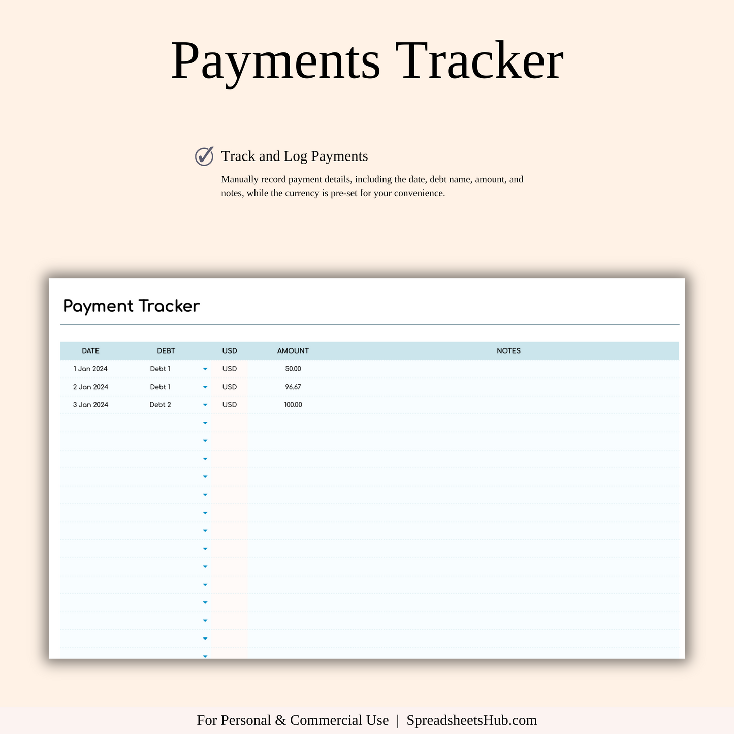 PLR - Debt Snowball Tracker Template (Rainbow Theme) Keyzai