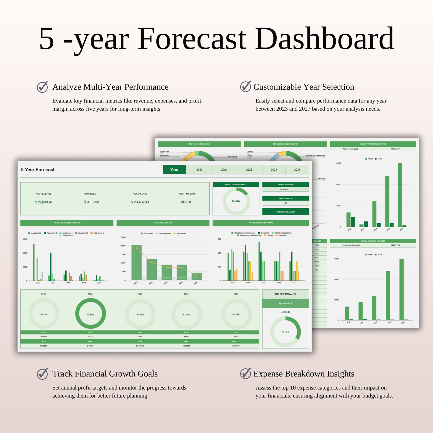 Airbnb Bookkeeping Spreadsheet Template (Green Theme) Keyzai