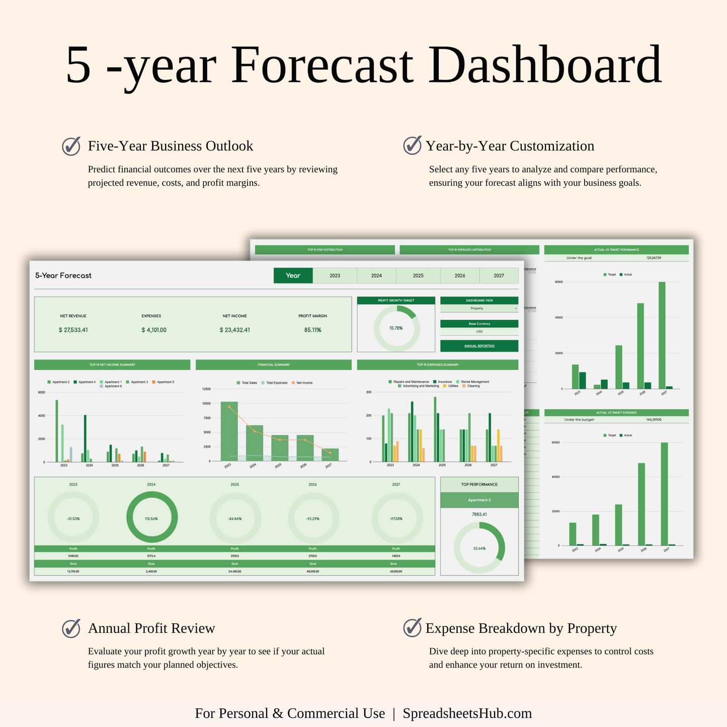 PLR - Rental Property Bookkeeping Tracker (Green Theme) Keyzai