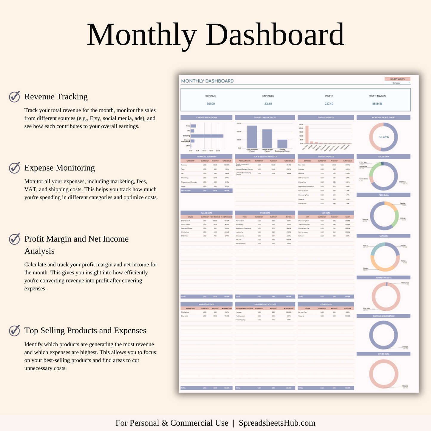 PLR - Etsy Seller Spreadsheet Template Keyzai