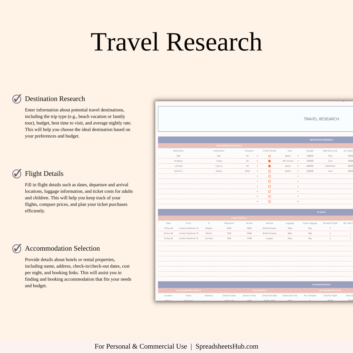 PLR - Ultimate Travel Planner Spreadsheet Template Keyzai