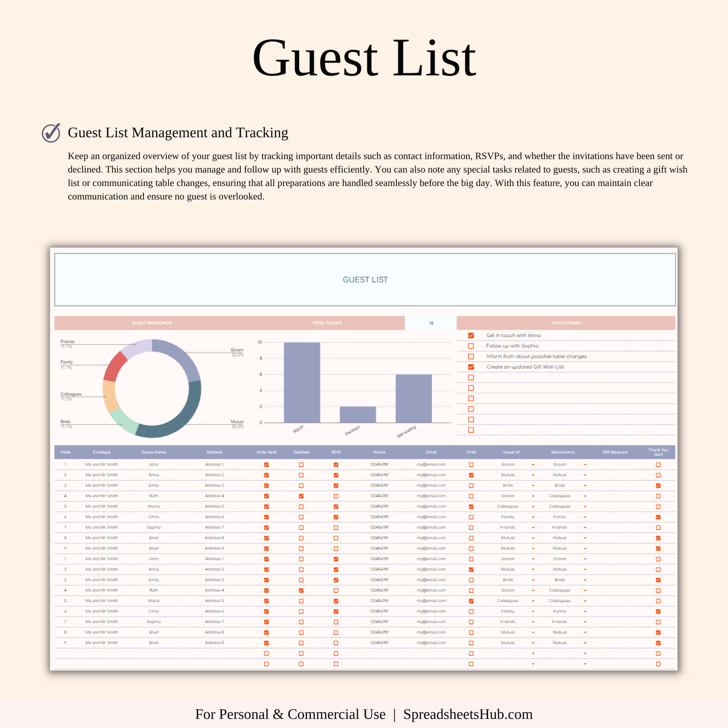 PLR - Wedding Planner Spreadsheet Template Keyzai