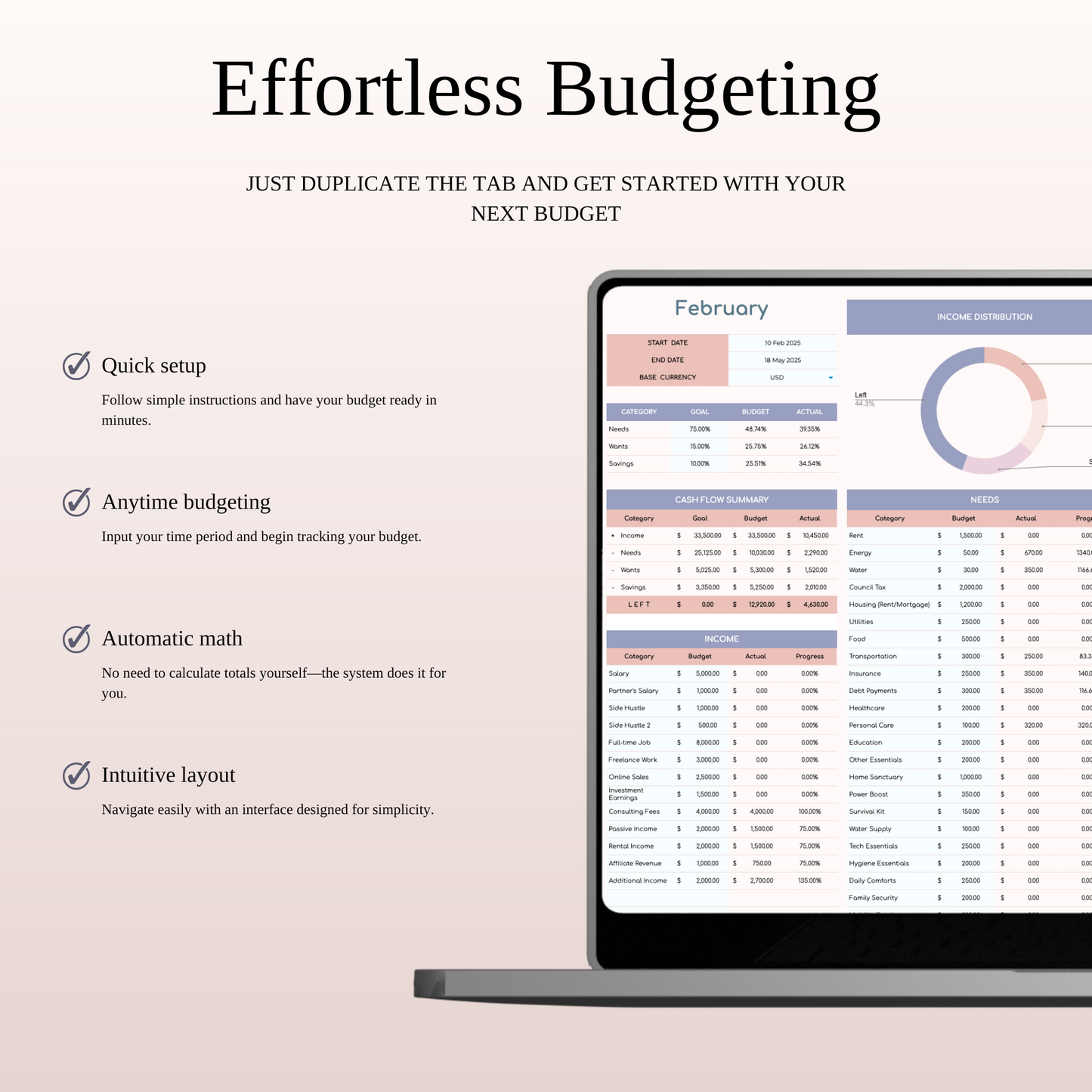 75/15/10 Budget Spreadsheet Template | Excel & Google Sheets Keyzai