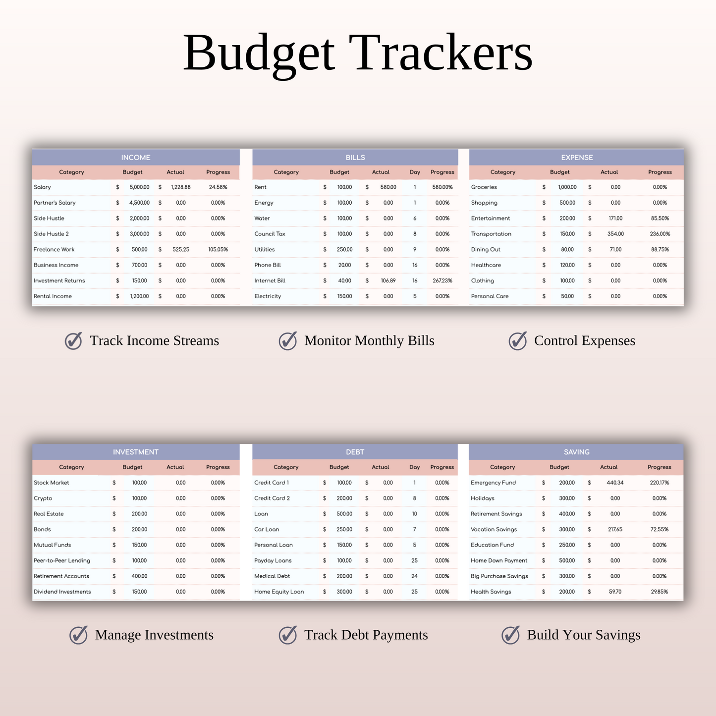Ultimate Monthly Budget Spreadsheet Template Excel & Google Sheets Keyzai