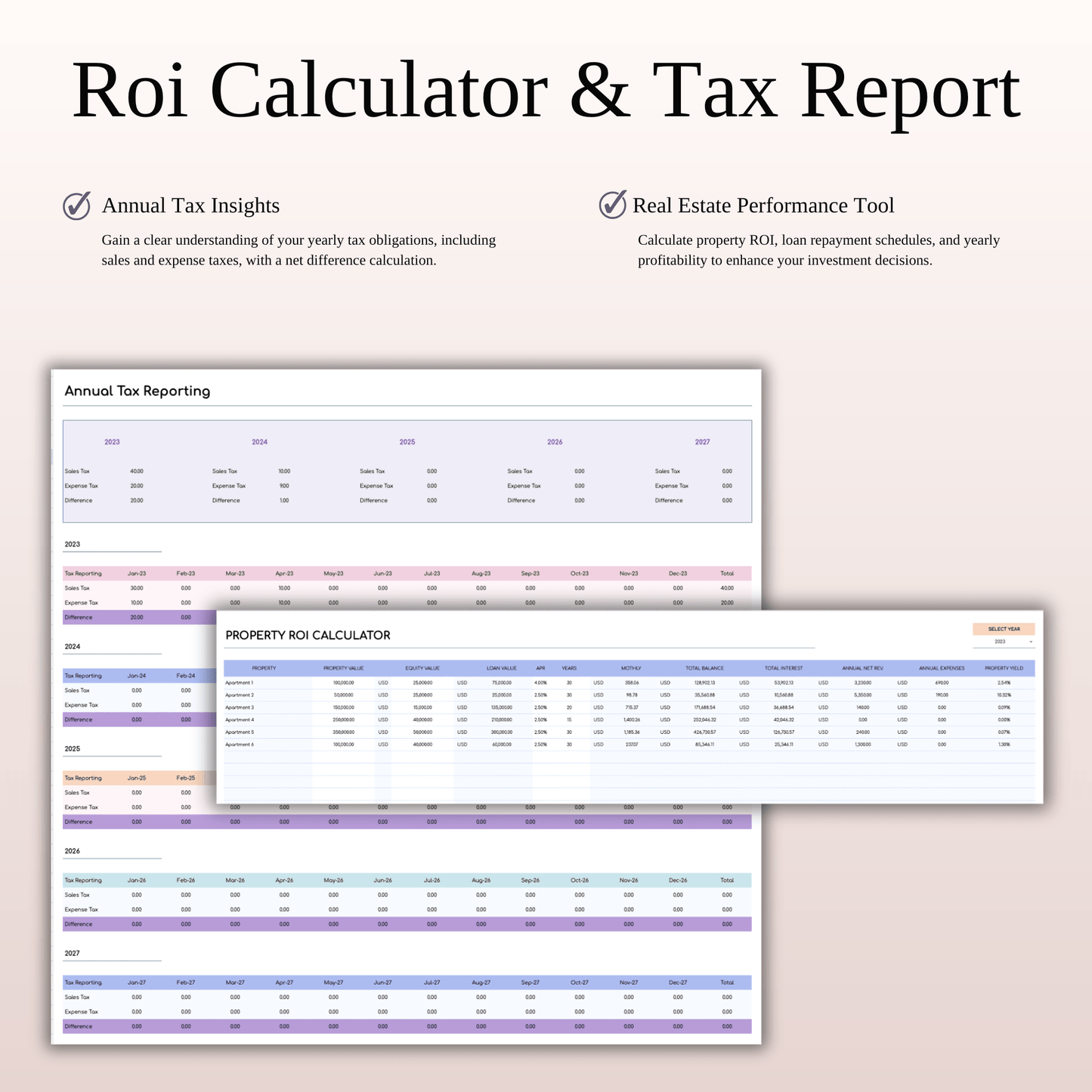 Rental Property Management Spreadsheet (Rainbow Theme) Keyzai