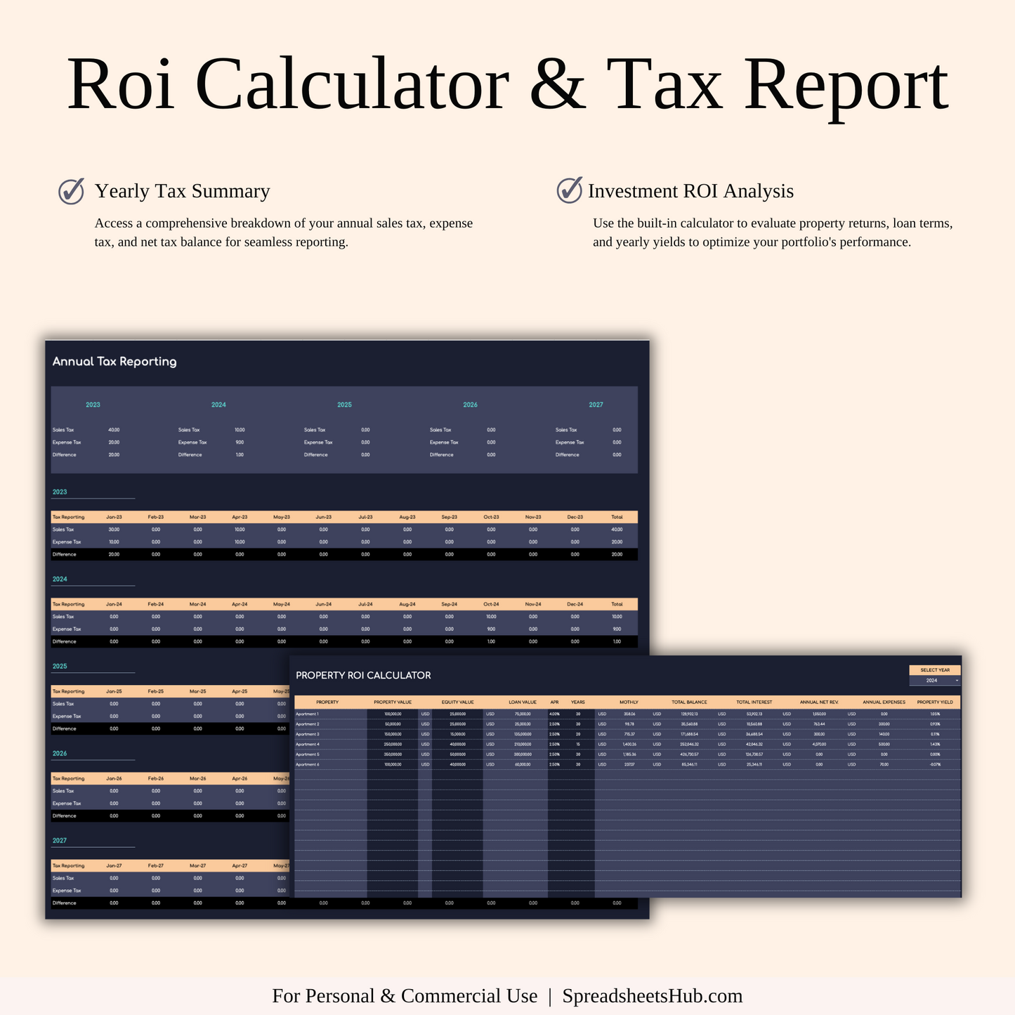 PLR - Rental Property Accounting & Bookkeeping Spreadsheet (Dark Theme) Keyzai