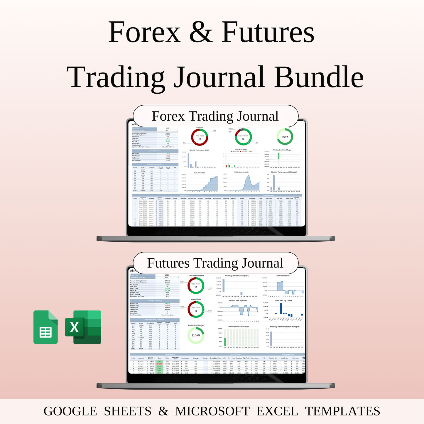 Forex & Futures Trading Bundle — Google Sheets & Excel Keyzai