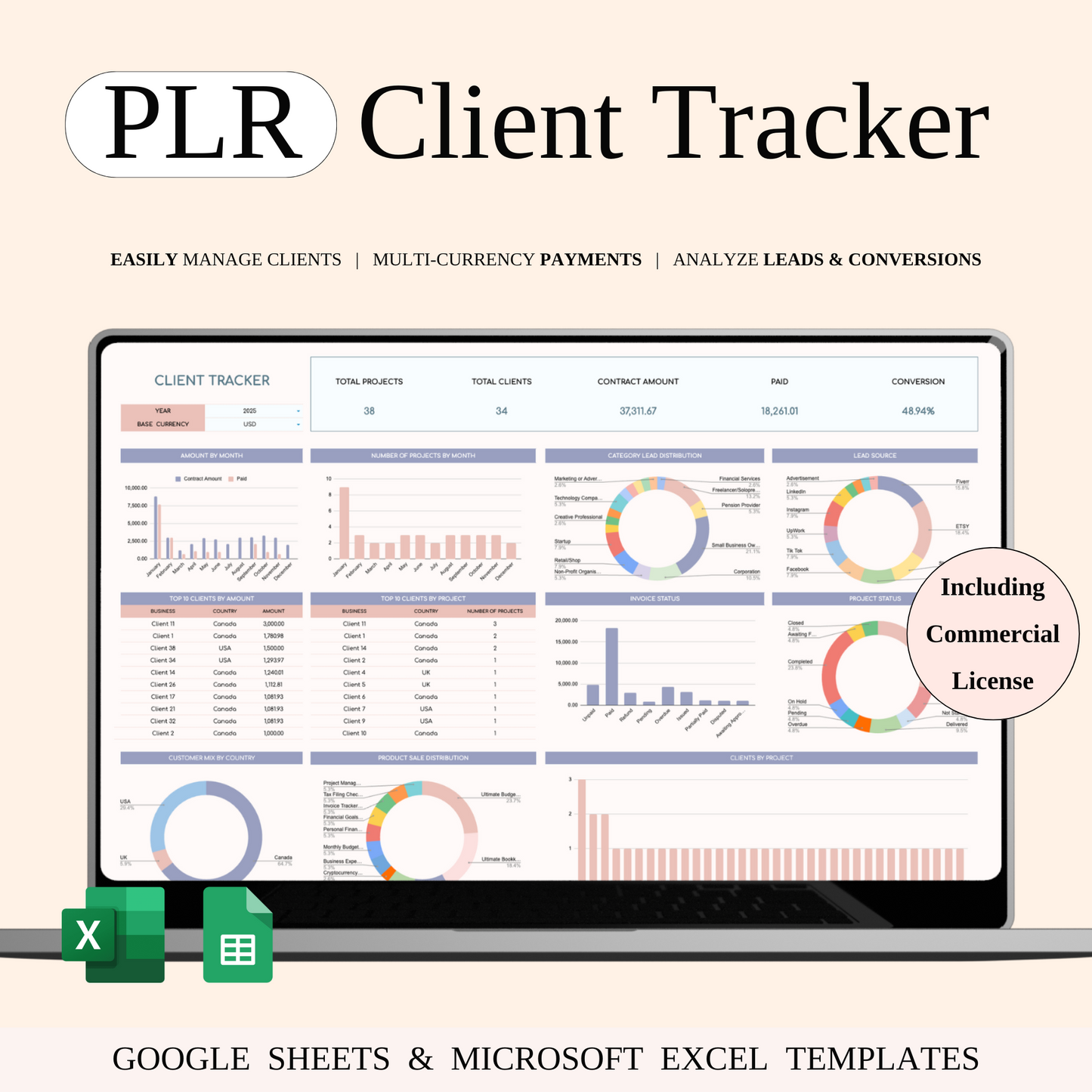 PLR - Client Tracker Spreadsheet Template Keyzai