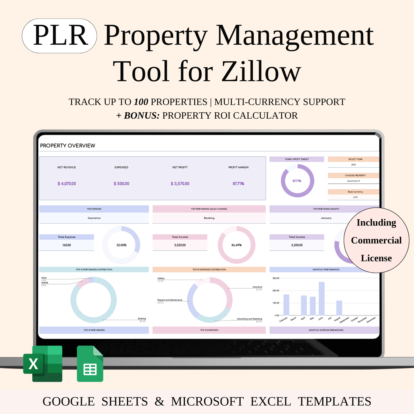 PLR - Property Management Tool for Zillow (Rainbow Theme) Keyzai