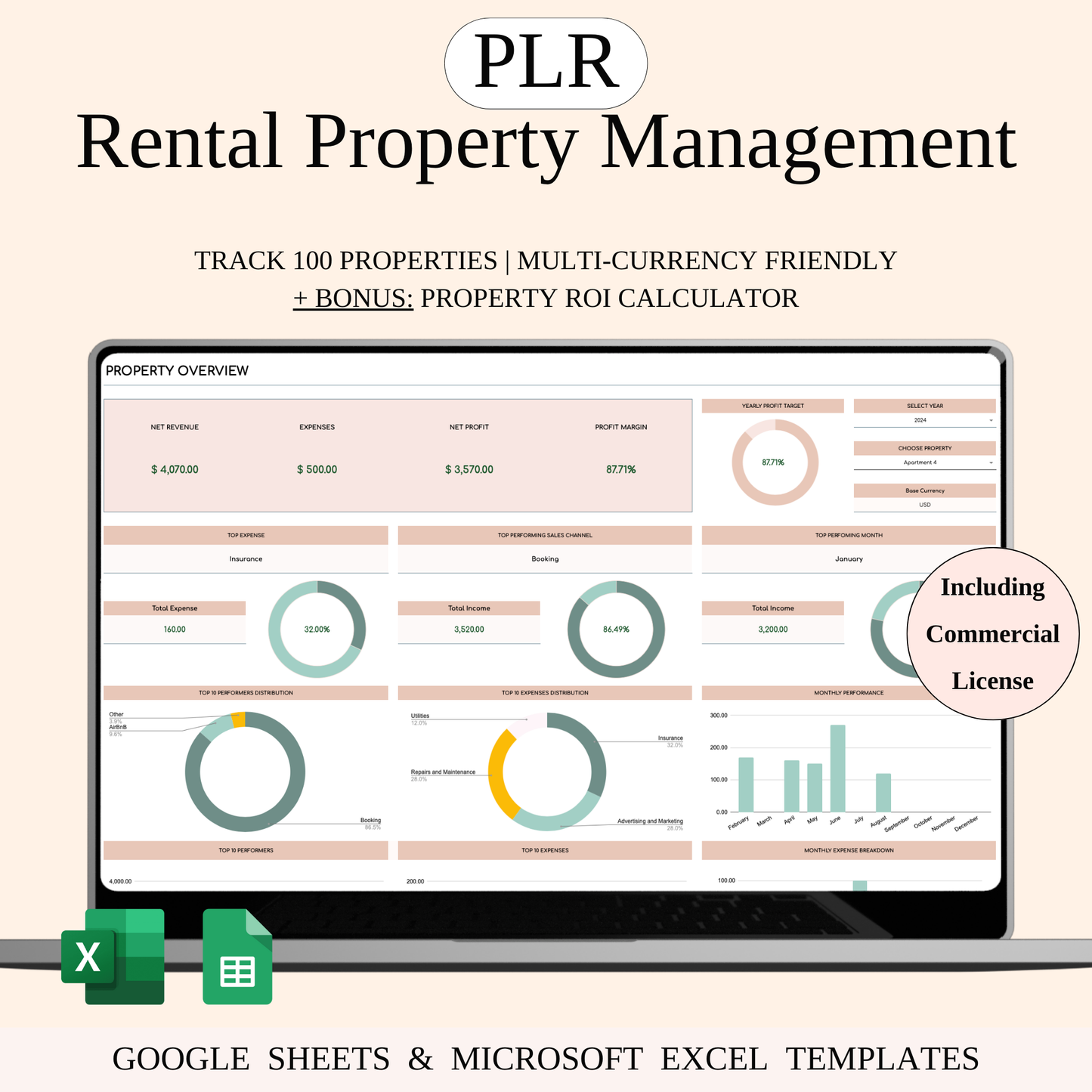 PLR - Rental Property Management Spreadsheet (Elegant Theme) Keyzai