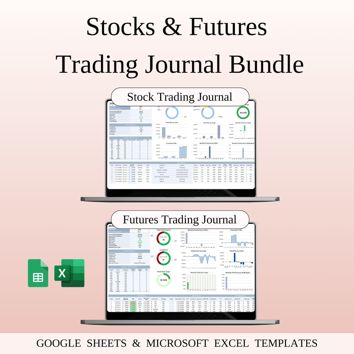 Stocks & Futures Trading Bundle – Google Sheets & Excel Keyzai