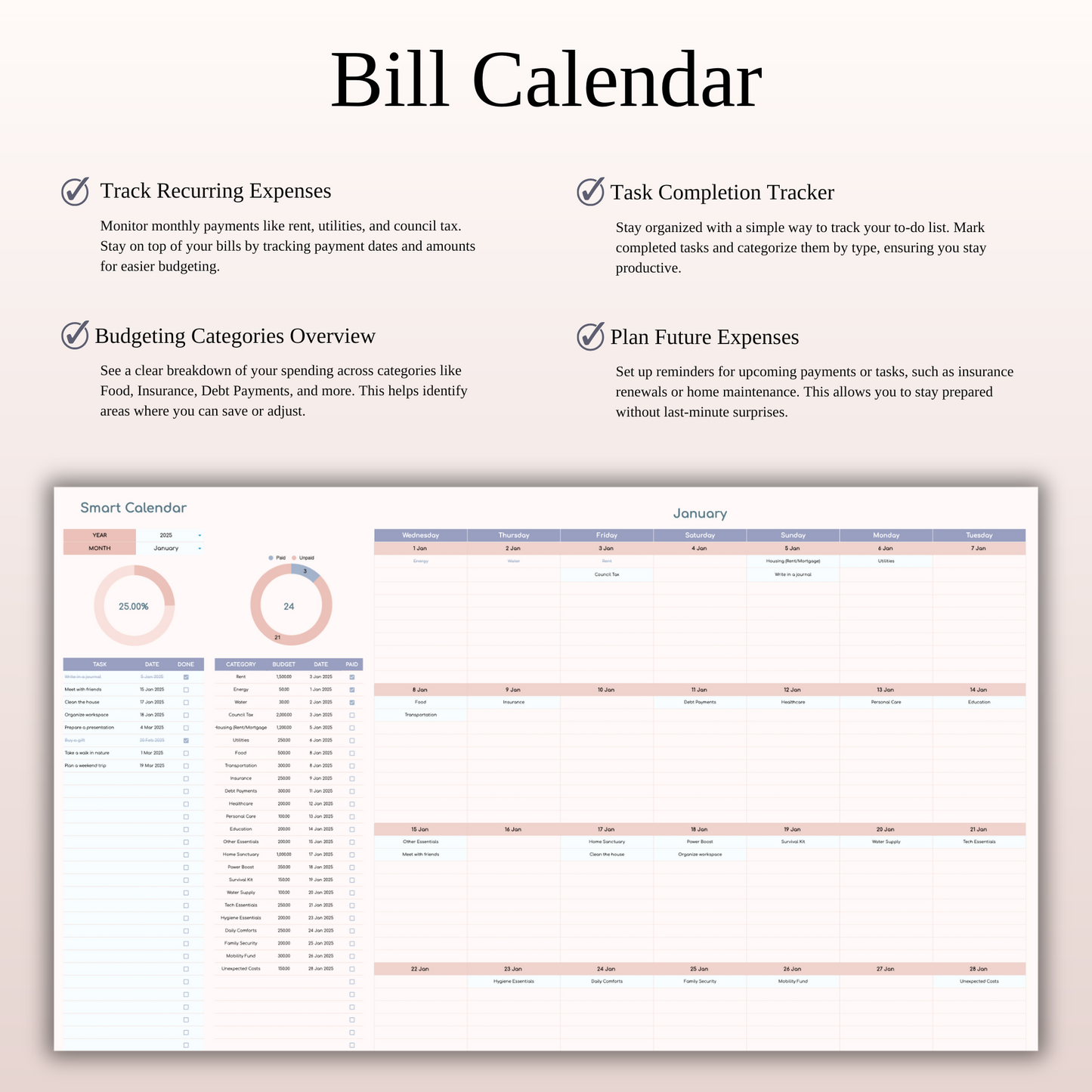 Annual 50/30/20 Budget Spreadsheet Template for Excel & Google Sheets Keyzai