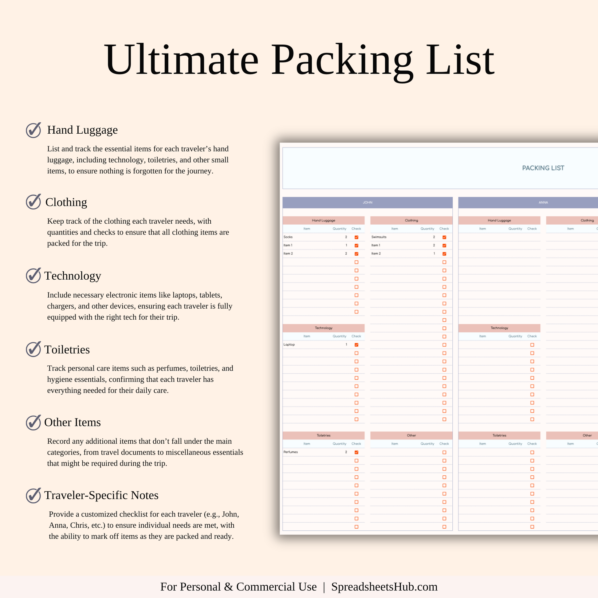 PLR - Ultimate Travel Planner Spreadsheet Template Keyzai