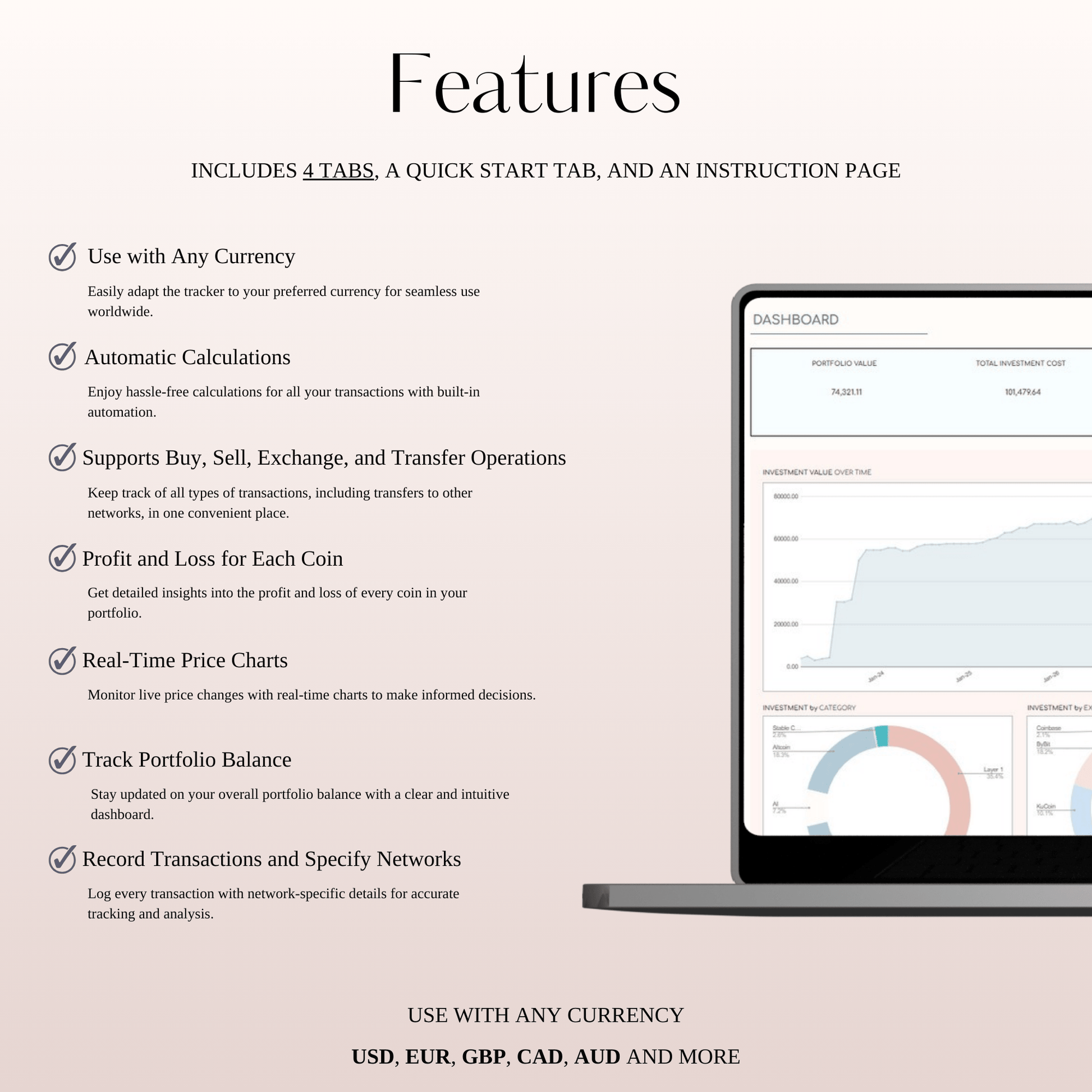 Cryptocurrency Investment Portfolio Tracker Spreadsheet for Excel & Google Sheets Keyzai
