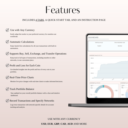 Cryptocurrency Investment Portfolio Tracker Spreadsheet for Excel & Google Sheets Keyzai