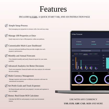 Ultimate Tool for Host Airbnb | Income & Expense Tracker Template (Dark Theme) Keyzai