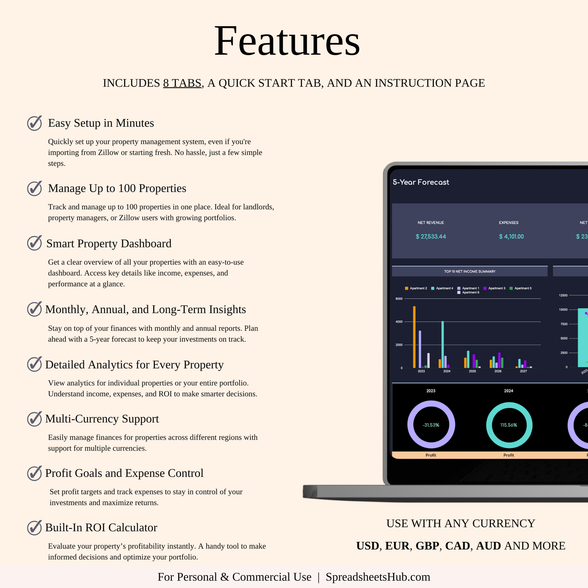 PLR - Zillow Bookkeeping Tracker (Dark Theme) Keyzai