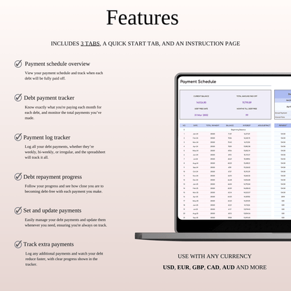 Debt Snowball Tracker Template Excel & Google Sheets (Rainbow Theme) Keyzai