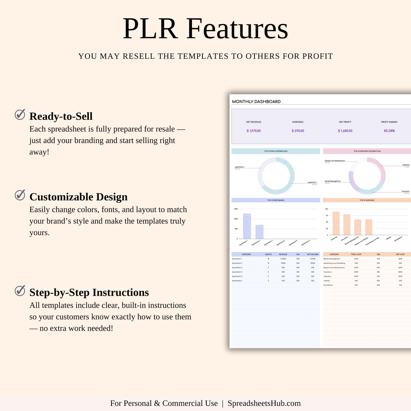PLR - Airbnb Property Management Tracker (Rainbow Theme) Keyzai
