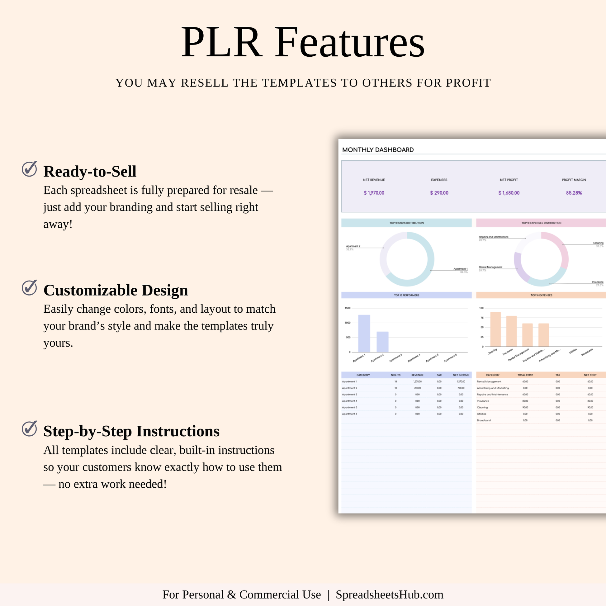 PLR - Airbnb Property Management Tracker (Rainbow Theme) Keyzai