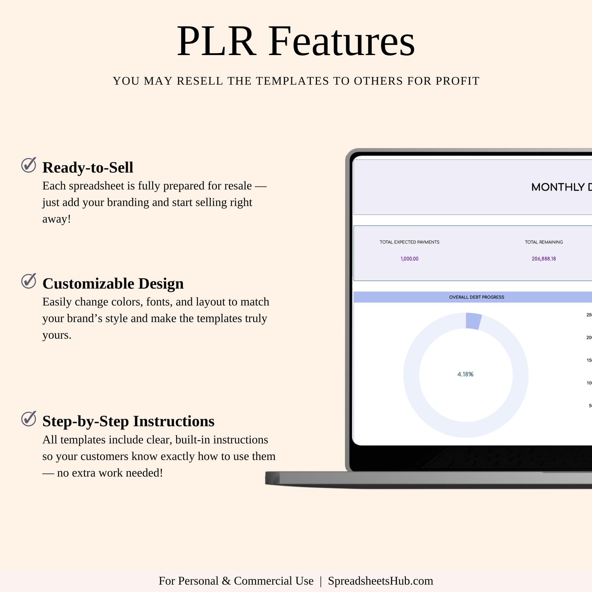PLR - Debt Tracker Spreadsheet Template (Rainbow Theme) Keyzai