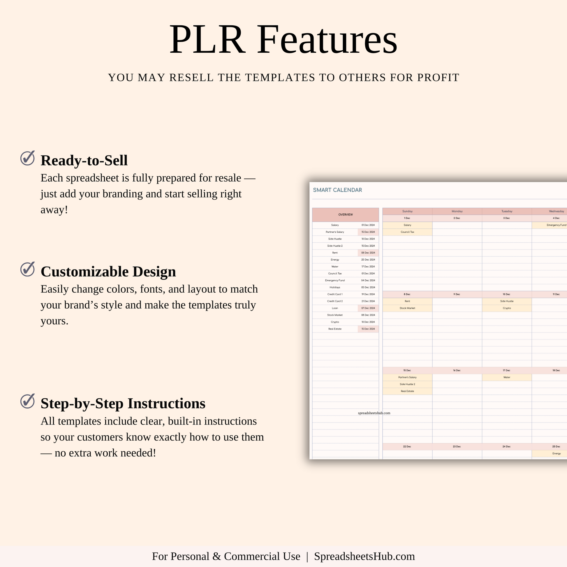 PLR - Bill Calendar Tracker Template Keyzai