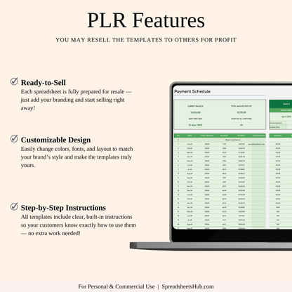 PLR - Debt Snowball Calculator Template (Green Theme) Keyzai