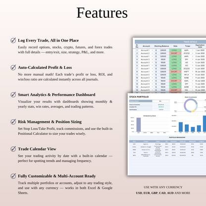 Ultimate Trading Journal Bundle Template for Google Sheets & Excel Keyzai